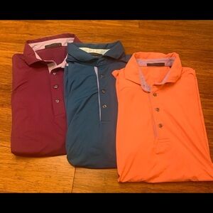 Lot of 3 Greyson size large polo shirt sleeve shirts green, burgundy, orange